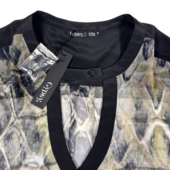 NWT Snake Print 100% Blouse Sz M Chiffon Animal Print Career Professional Work - Picture 6 of 13